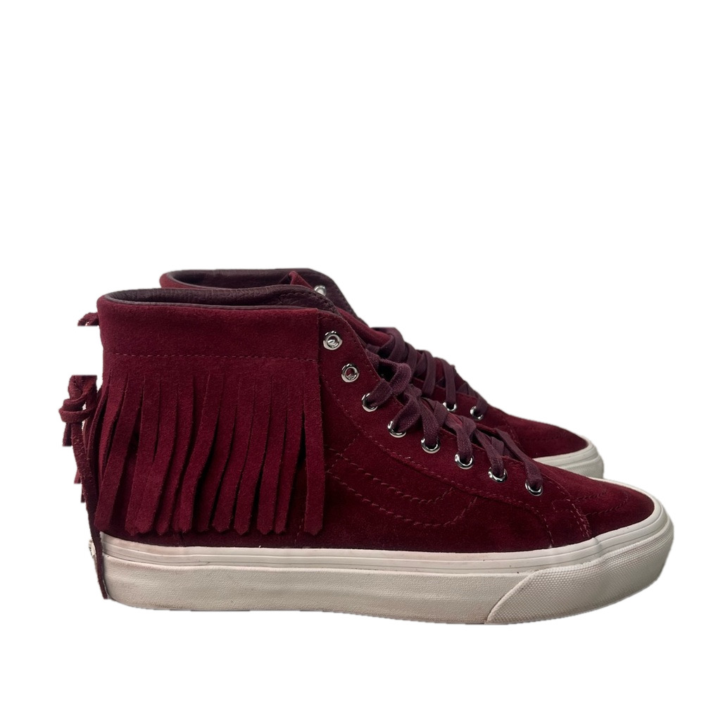 Vans Women’s SK8-HI Fringe Burgundy Moccasin Shoe Size 8.5 #640